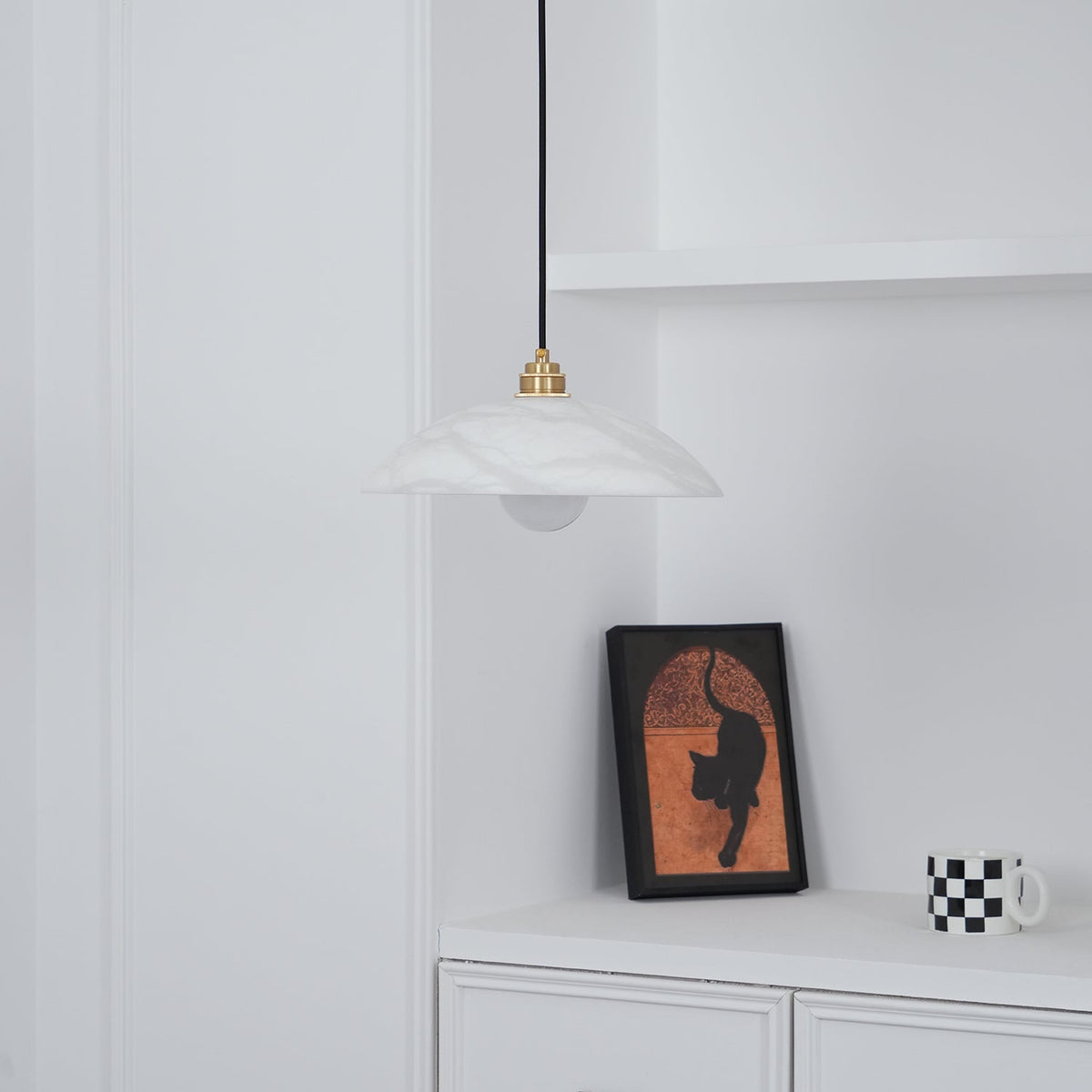 Delin żyrandol wiszący Alabaster & Miedź