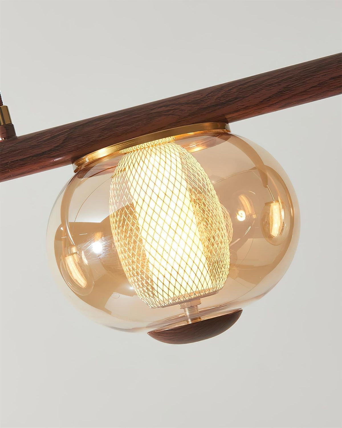 Alviora lampa wisząca drewno szkło liniowy Japandi