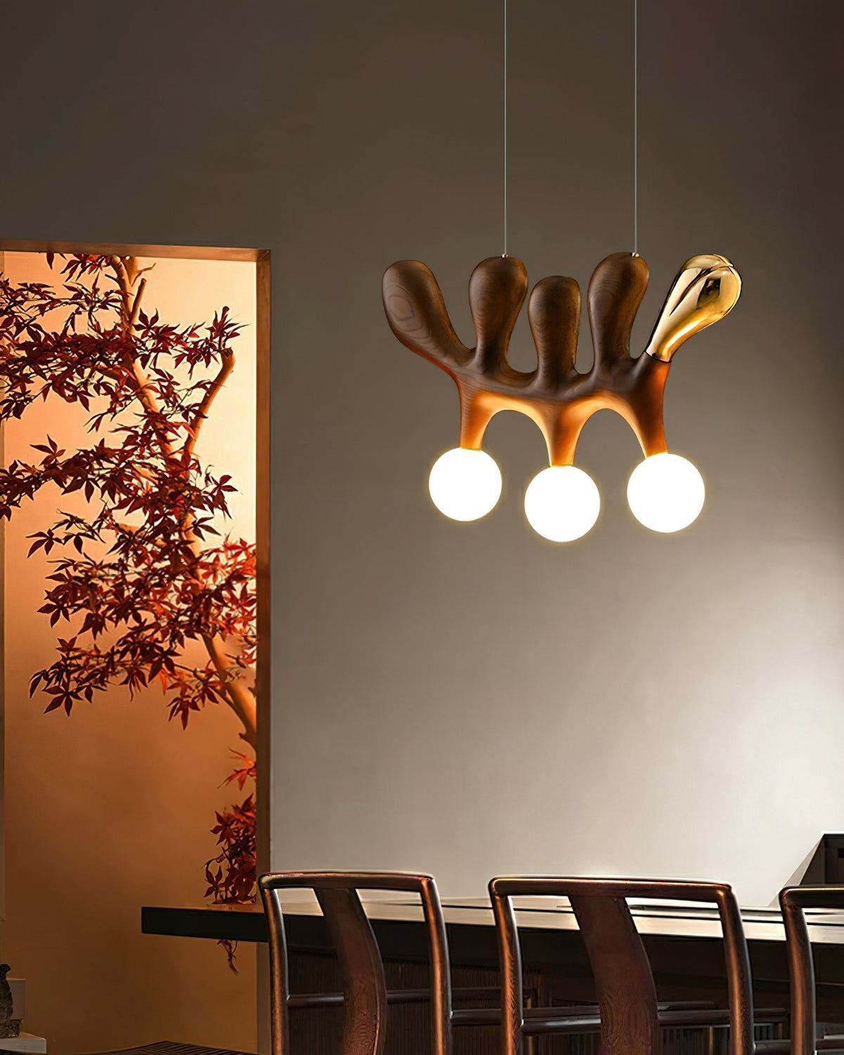 Sprout nowoczesna lampa wisząca ze szkła i drewna