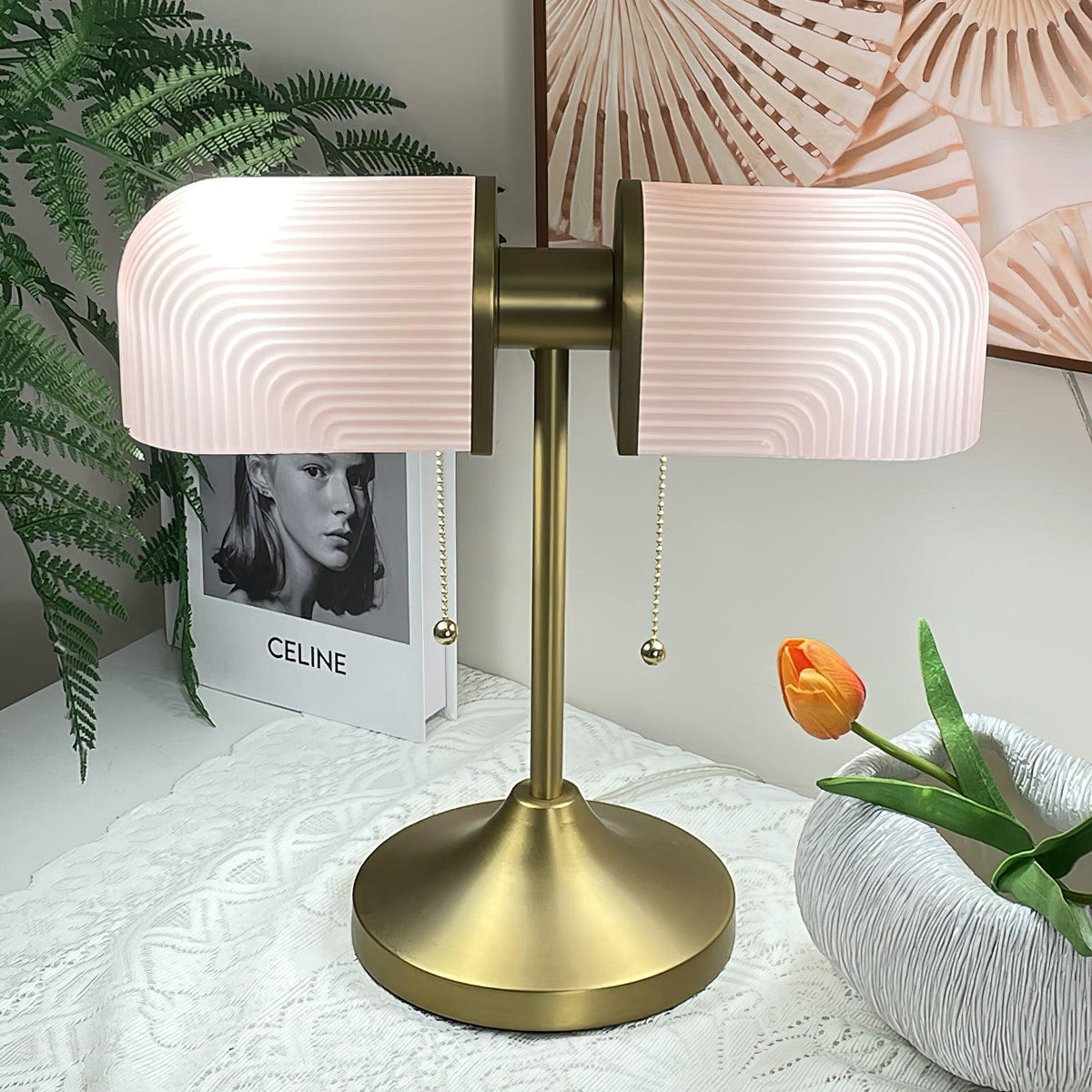 Gorven lampa stołowa przemysłowa ze szkła