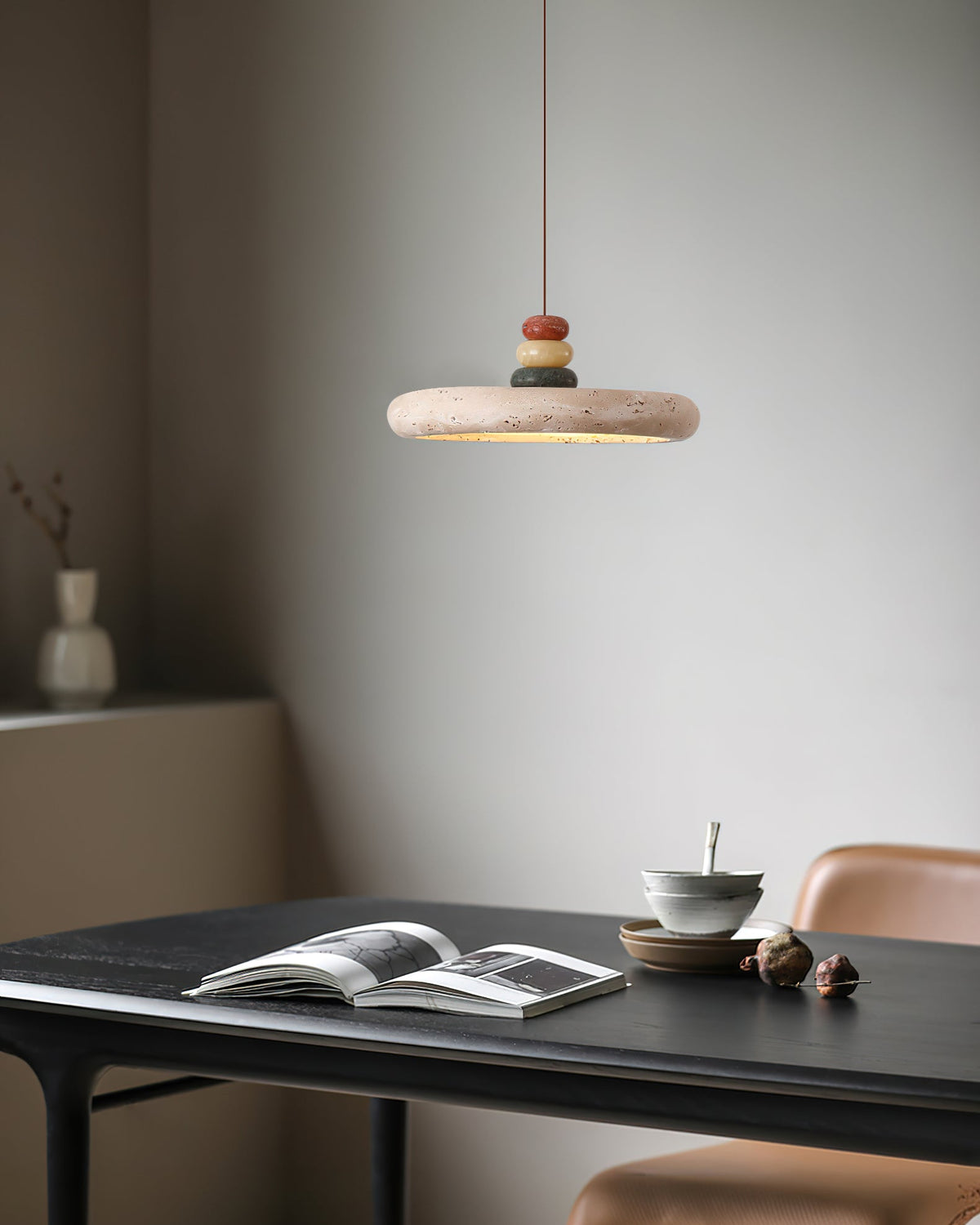 Auron lampa wisząca żółty travertyn marmur