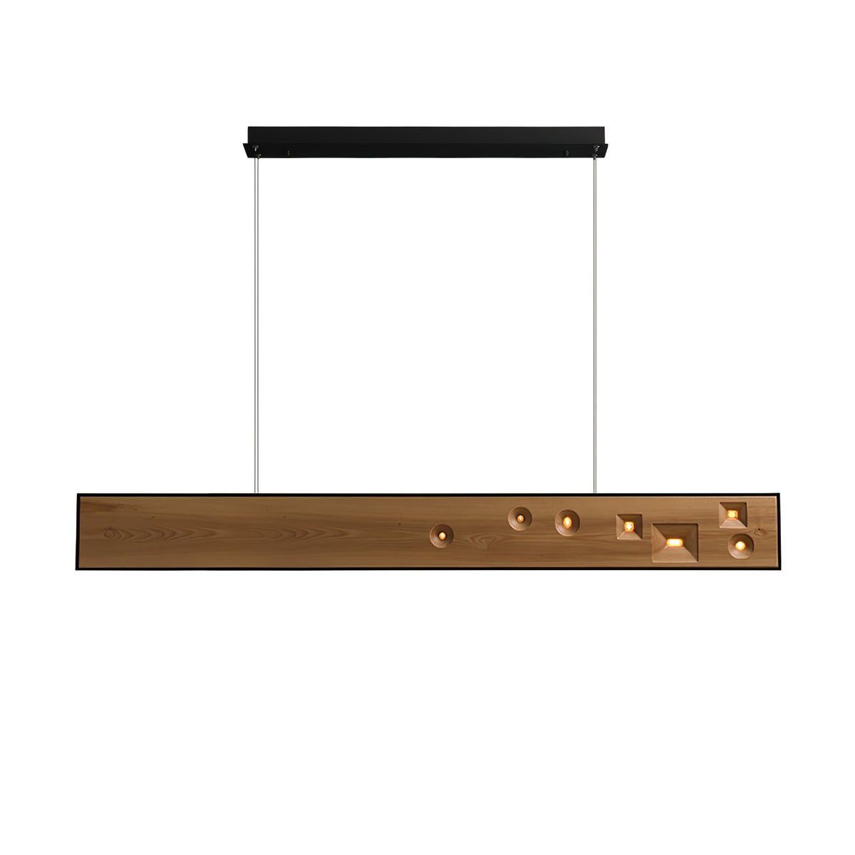 Elvorora lampa wisząca drewno kamień szlachetny liniowy LED