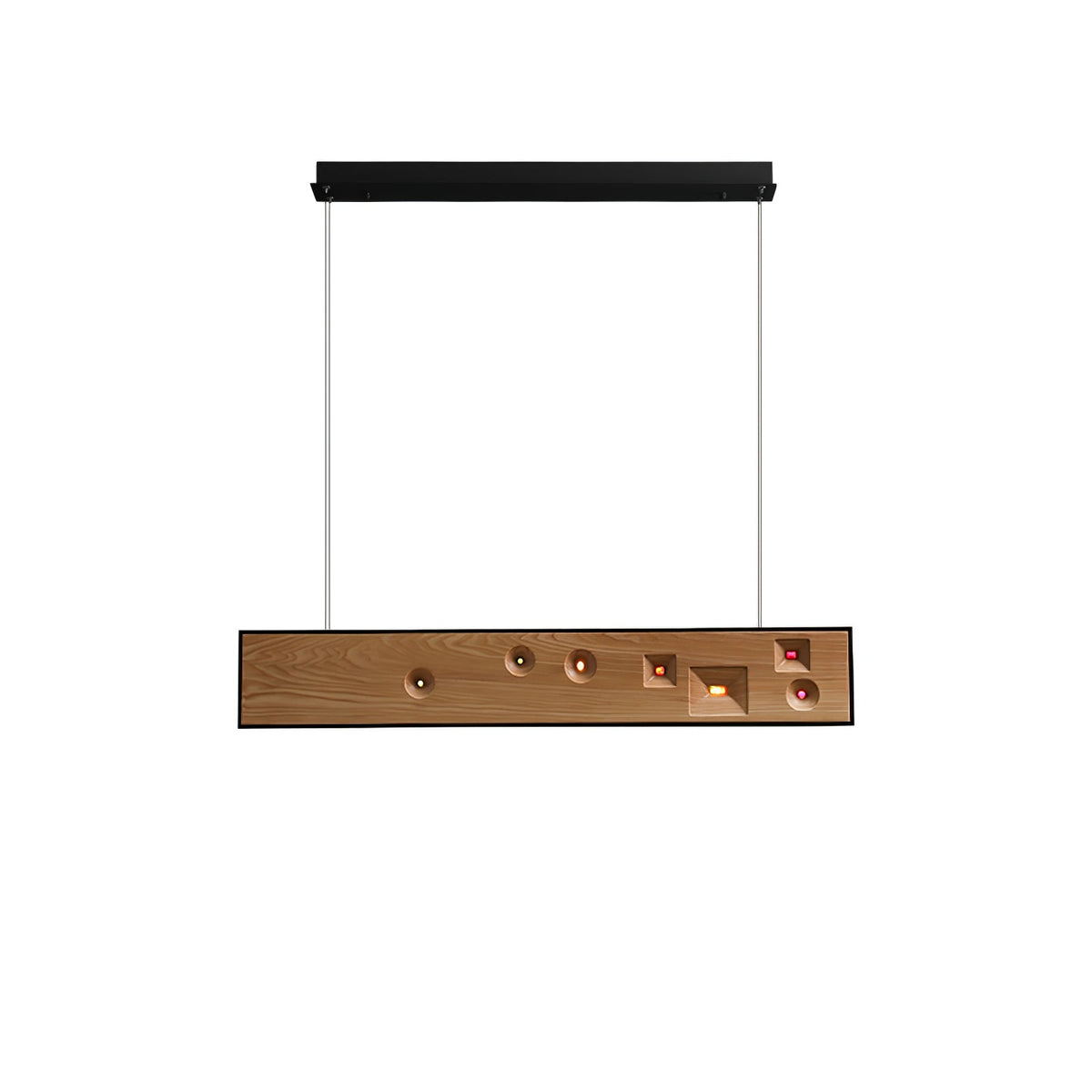 Elvorora lampa wisząca drewno kamień szlachetny liniowy LED