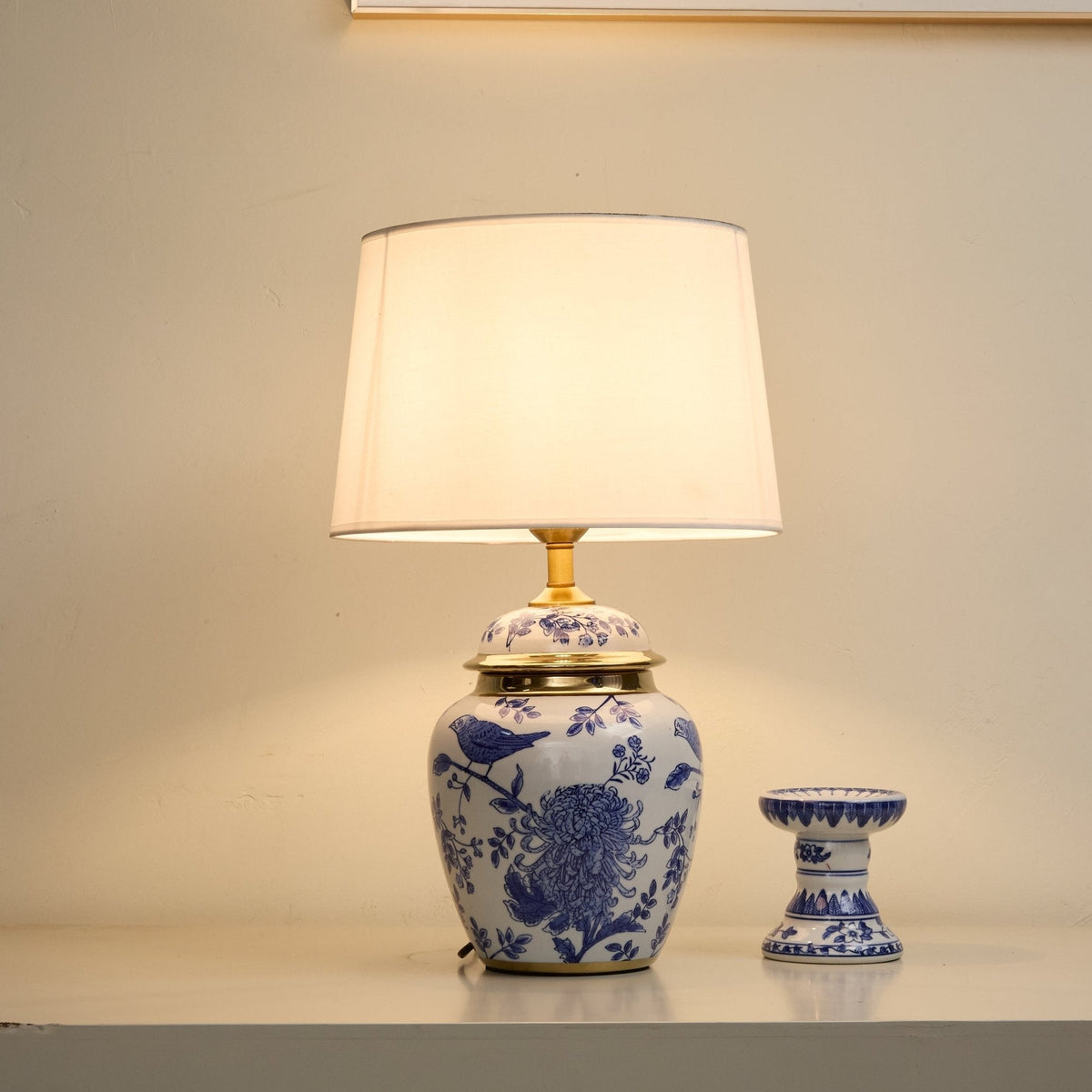 Azure ceramiczna lampa stołowa