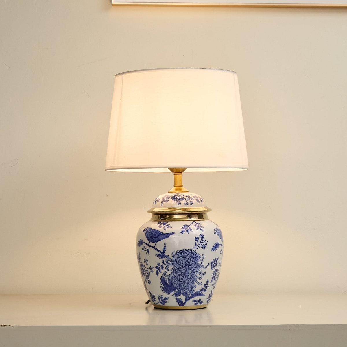 Azure ceramiczna lampa stołowa