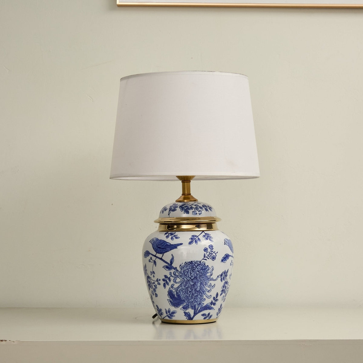 Azure ceramiczna lampa stołowa