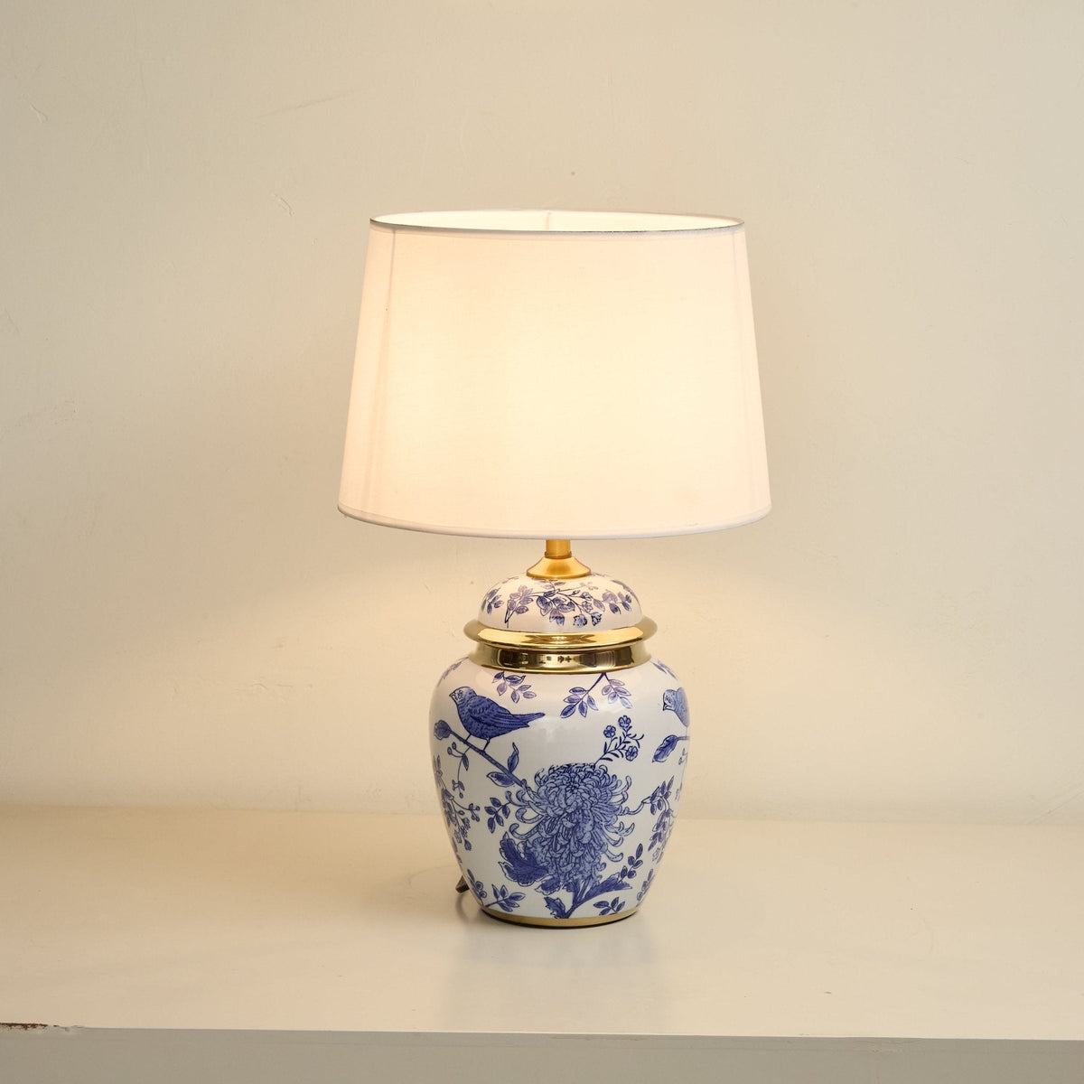Azure ceramiczna lampa stołowa