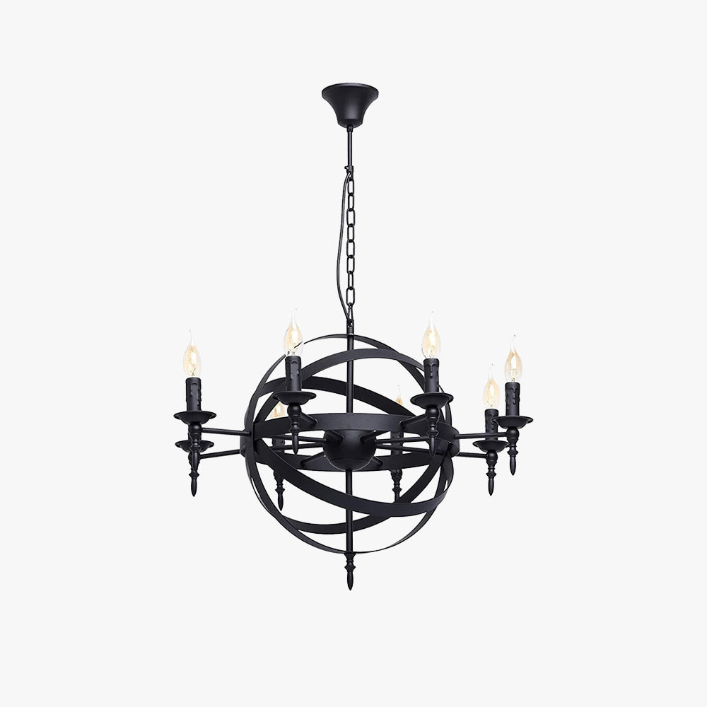Silva Retro Candle LED żyrandol metal szklany czarny jadalnia