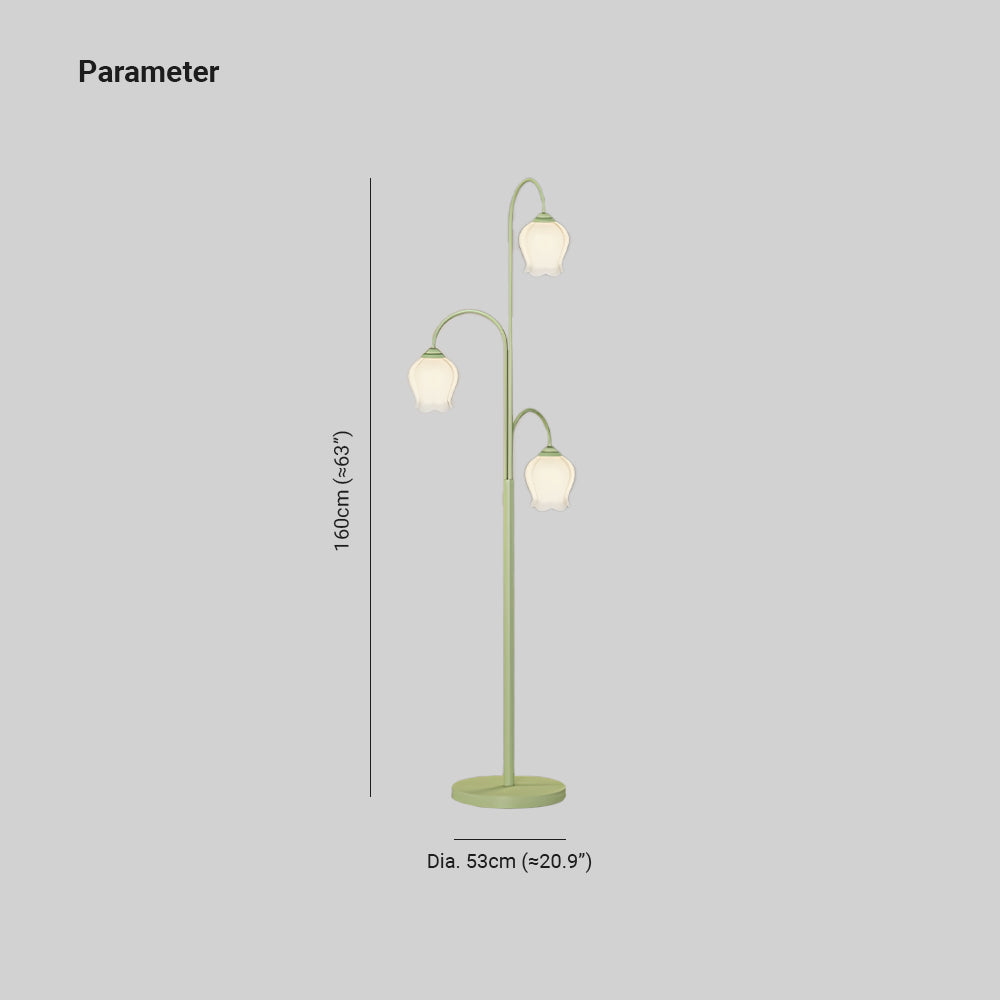 Lily zielona abażura kwiatowa lampa stojąca, metal/szkło, salon/sypialnia