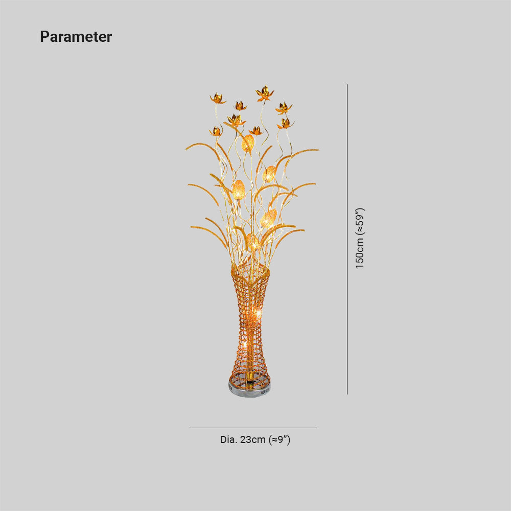 Lampa stojąca Bella Art Deco Vase Gold Metal, pokój dzienny