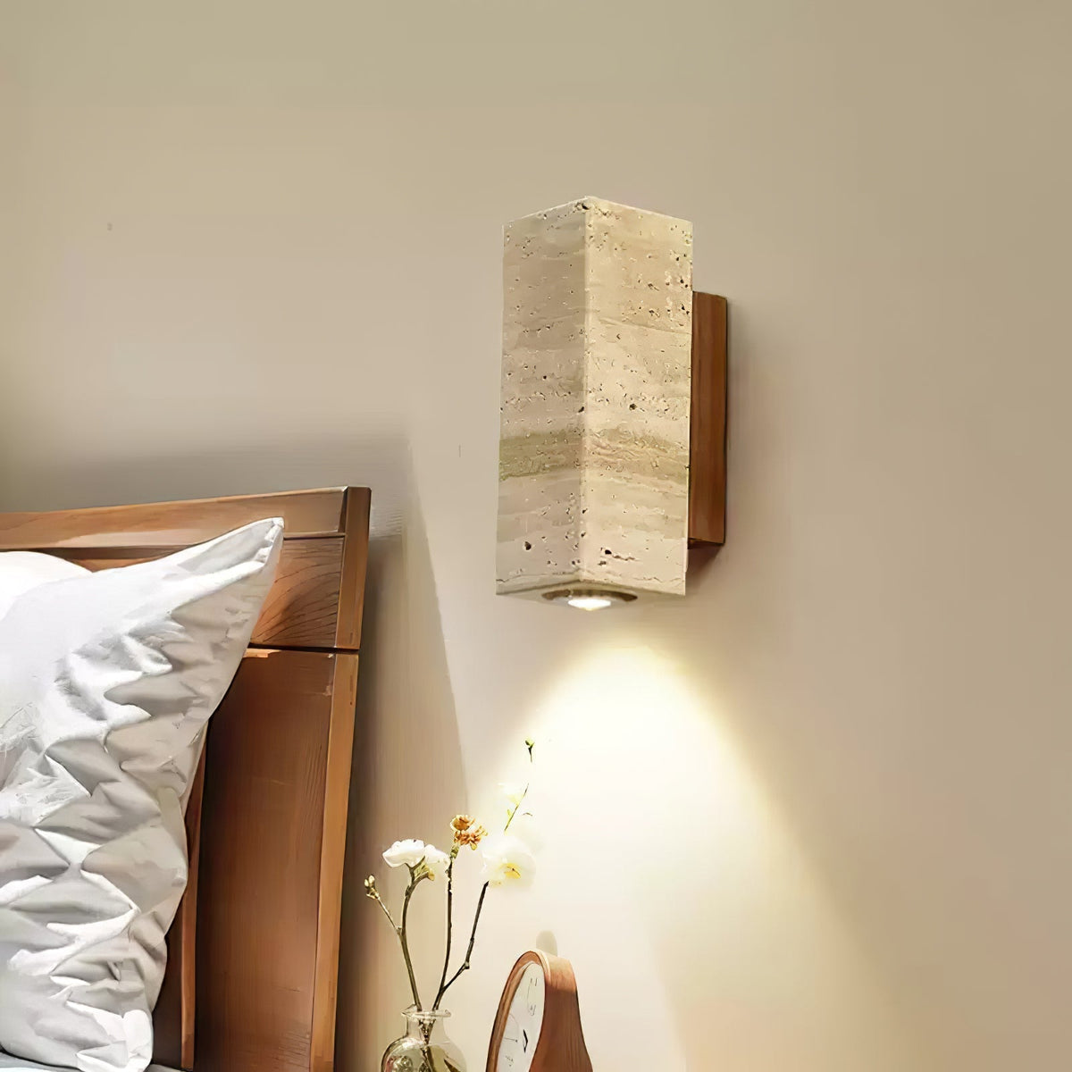 Nula Travertine kinkiet drewniany