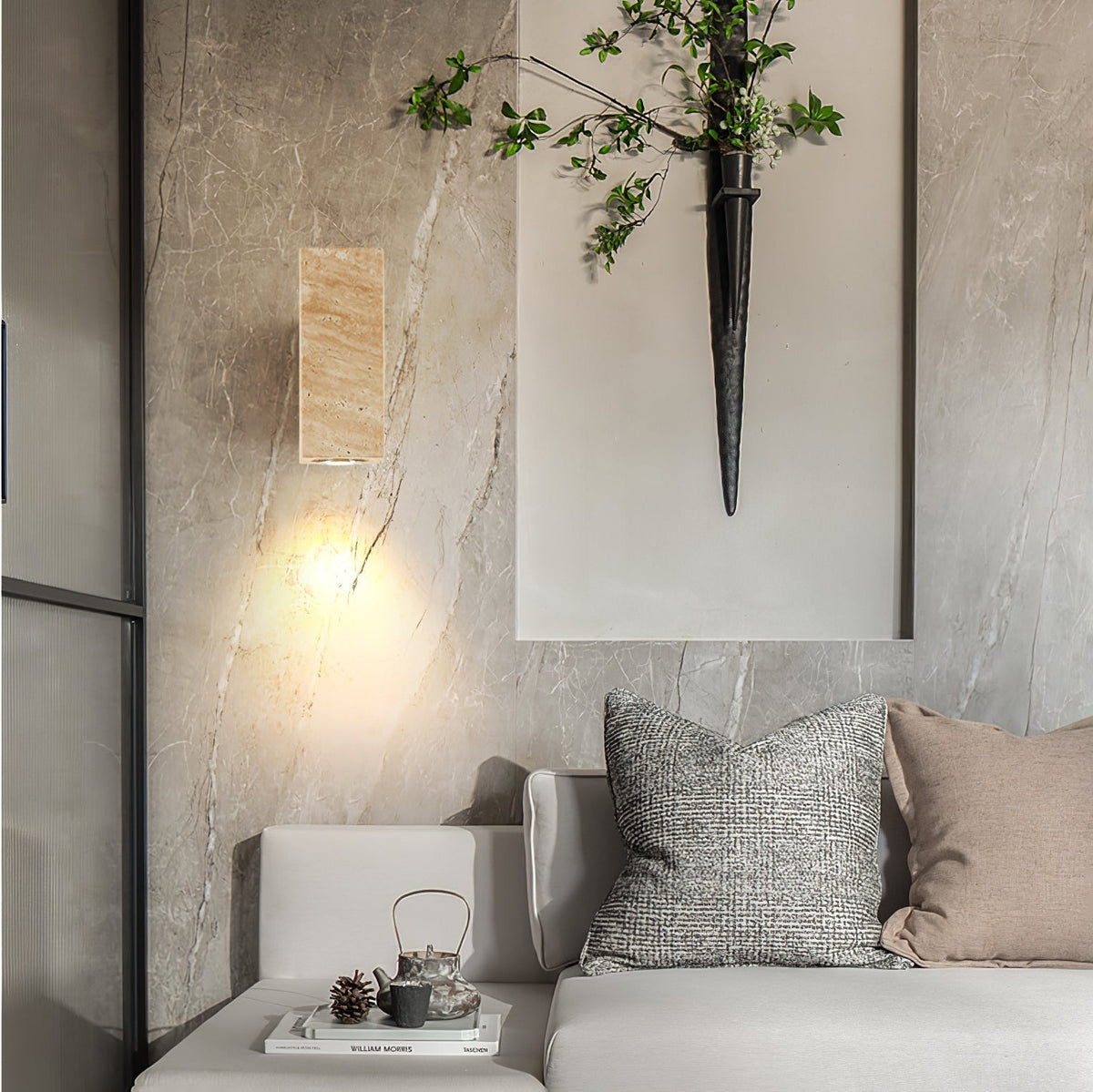 Nula Travertine kinkiet drewniany