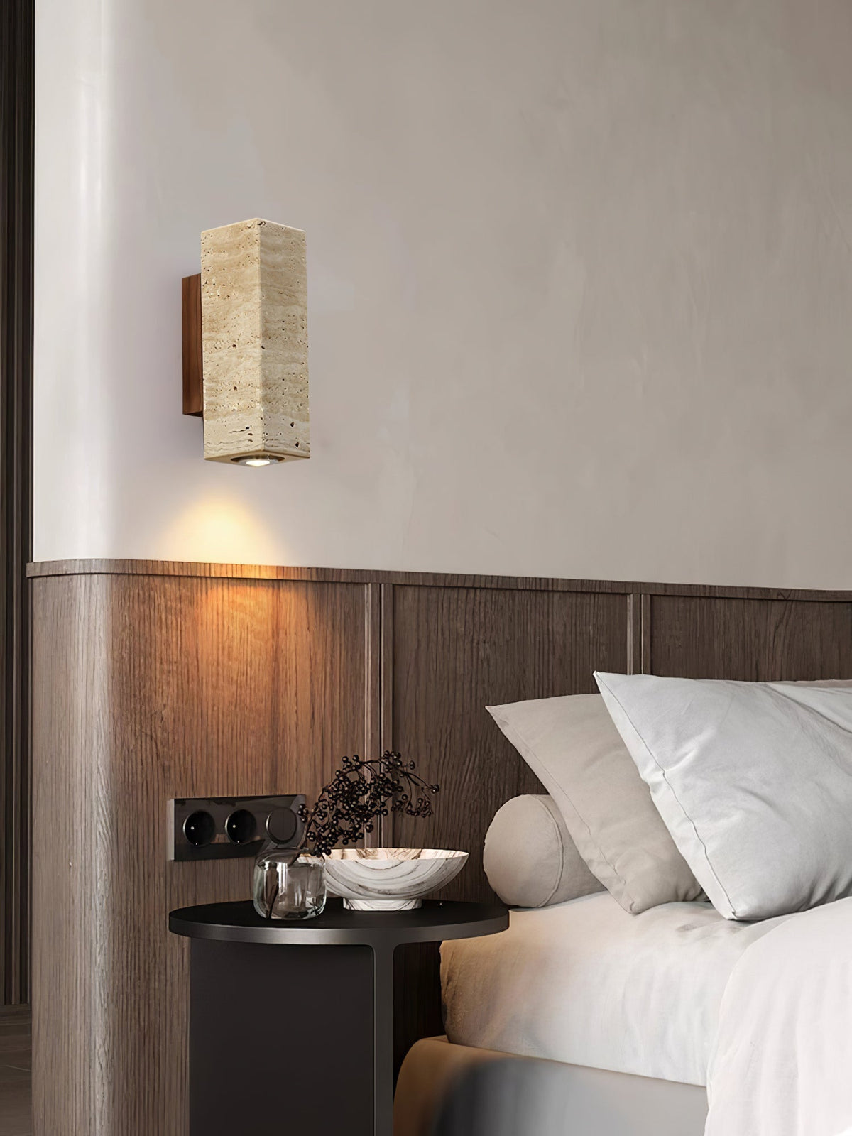 Nula Travertine kinkiet drewniany