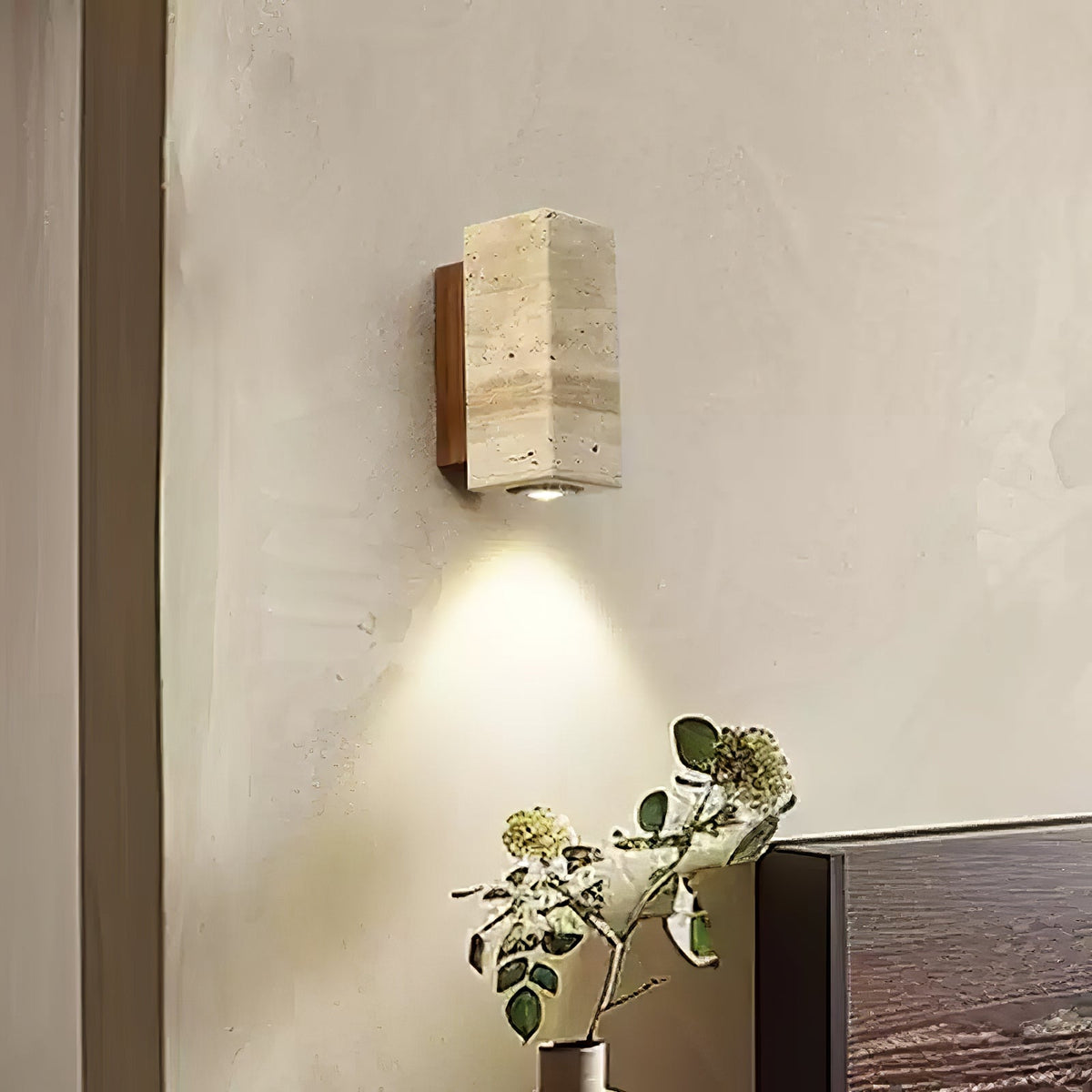 Nula Travertine kinkiet drewniany