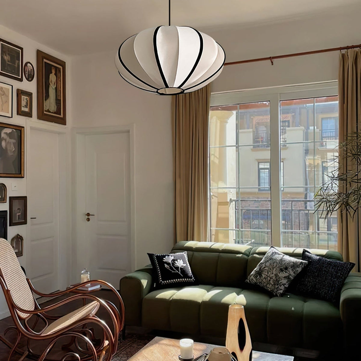 Inez wisząca lampa stołowa z płótna o nowoczesnym designie