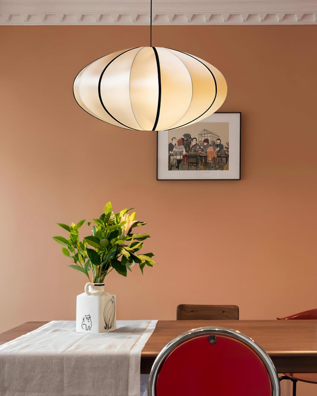 Inez wisząca lampa stołowa z płótna o nowoczesnym designie