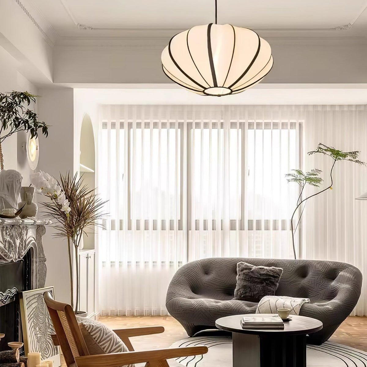 Inez wisząca lampa stołowa z płótna o nowoczesnym designie
