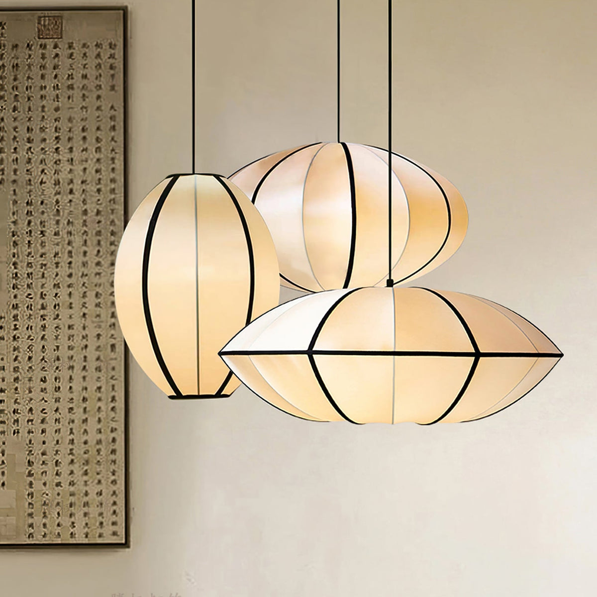 Inez wisząca lampa stołowa z płótna o nowoczesnym designie
