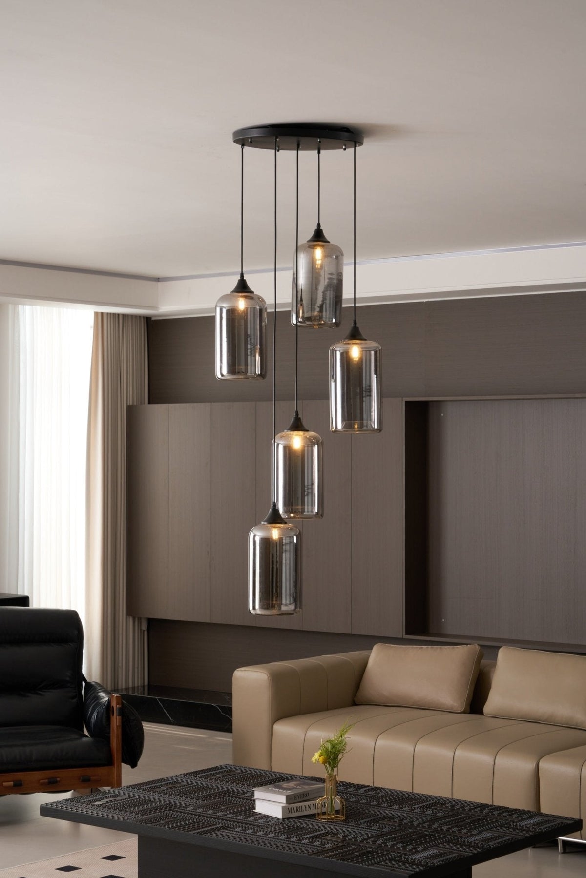 Tevely żyrandol ze szkła w stylu industrial chic