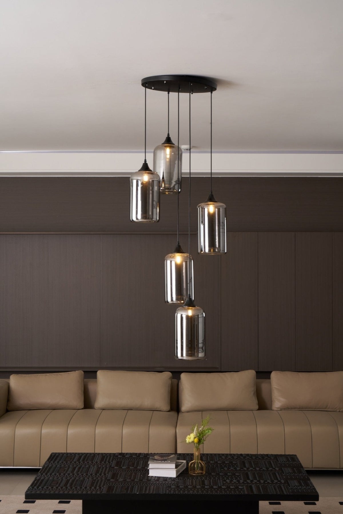 Tevely żyrandol ze szkła w stylu industrial chic