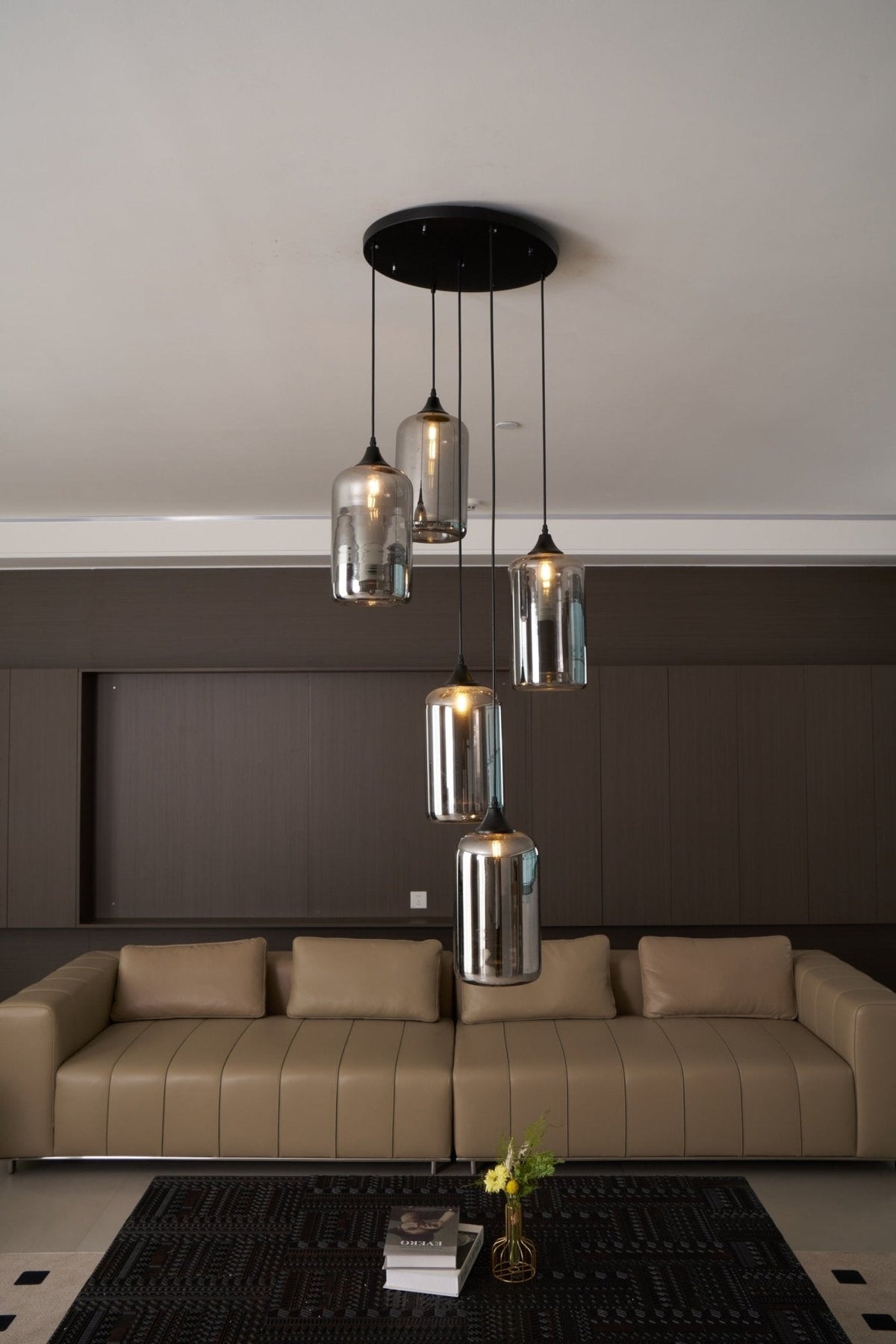 Tevely żyrandol ze szkła w stylu industrial chic