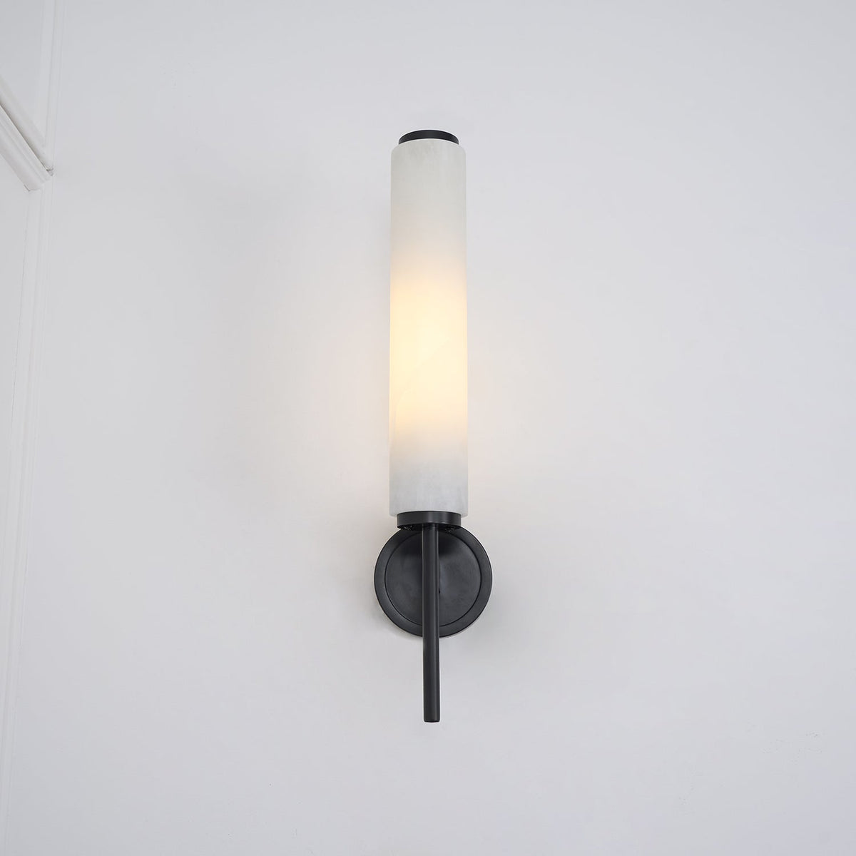 Jern kinkiet Art Deco z miedzi i alabastrem