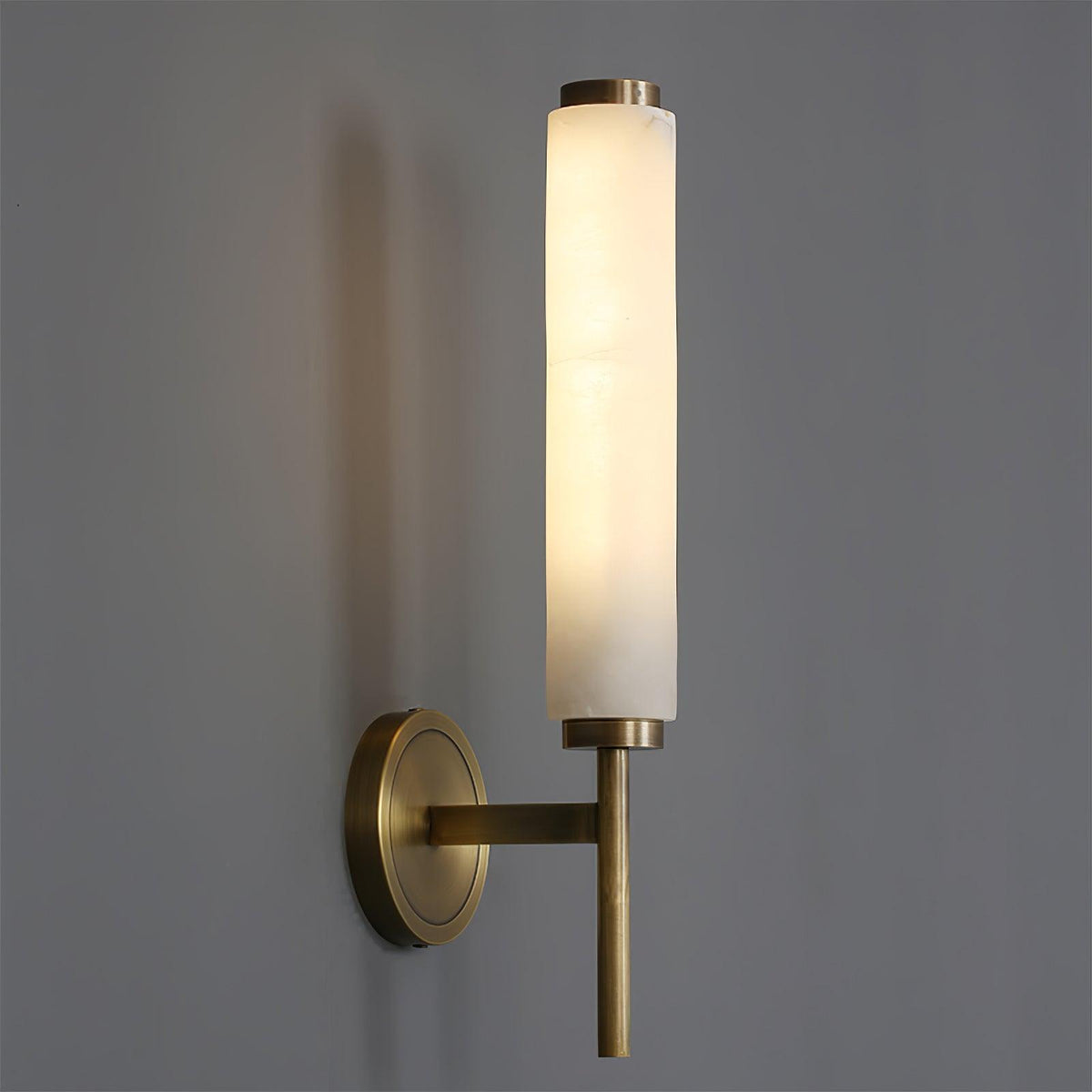 Jern kinkiet Art Deco z miedzi i alabastrem