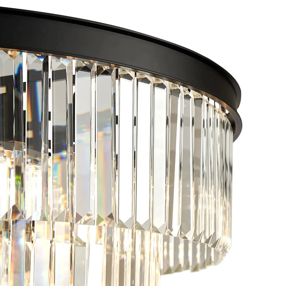 Arisha nowoczesna lampa wisząca LED dekoracyjna luksusowa kryształ metal czarny/złoty pierścień sypialnia/salon