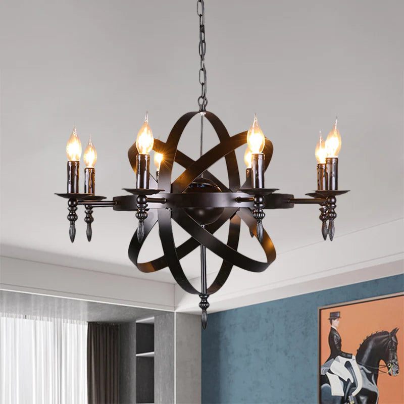 Silva Retro Candle LED żyrandol metal szklany czarny jadalnia