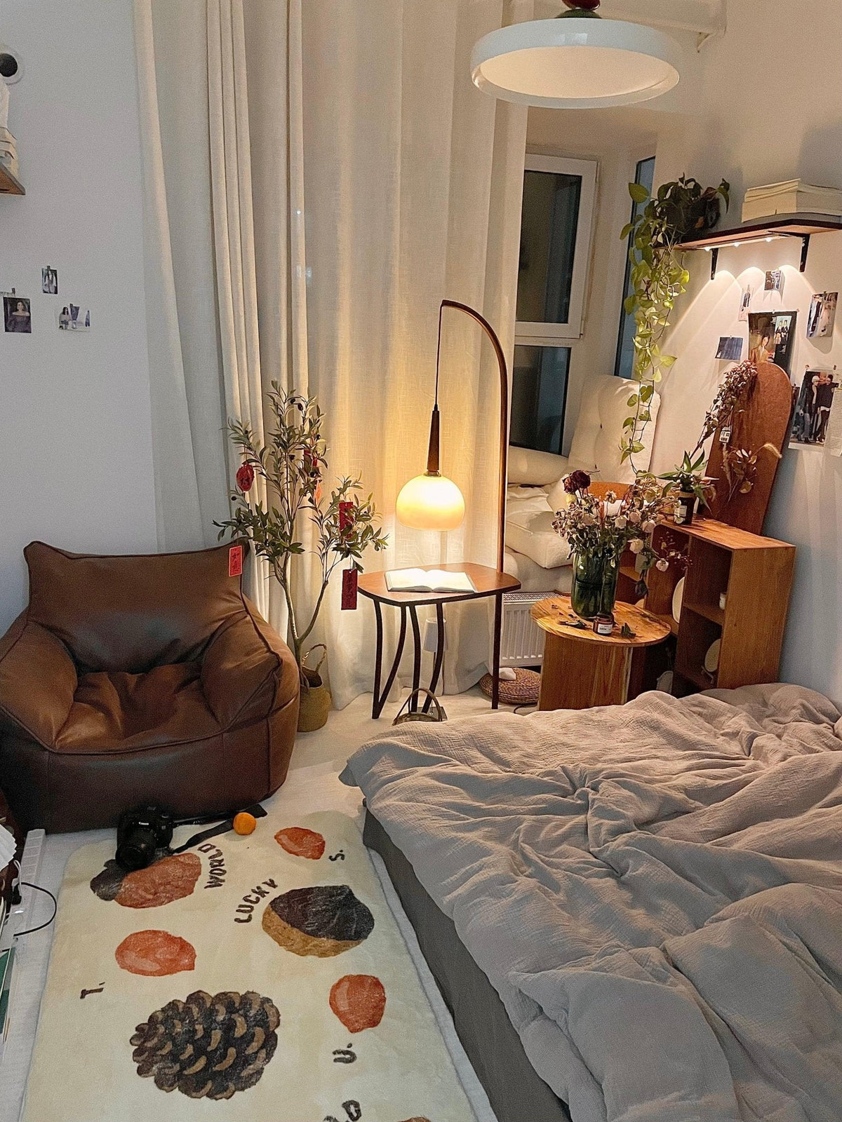 Fior nowoczesna lampa stojąca z drewna