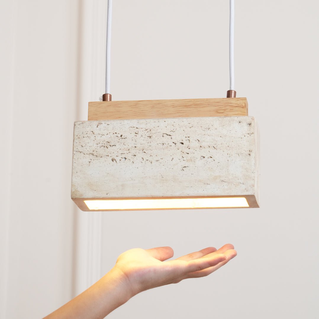 Ciraeila prostokątna lampa wisząca ze szkła travertynowego