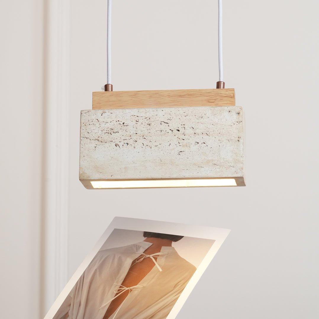 Ciraeila prostokątna lampa wisząca ze szkła travertynowego