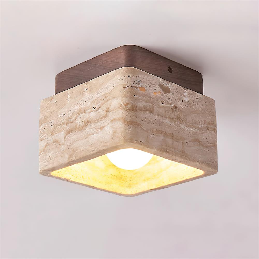 Cielum lampa sufitowa montowana bezpośrednio Travertyn kwadratowa ze szkła