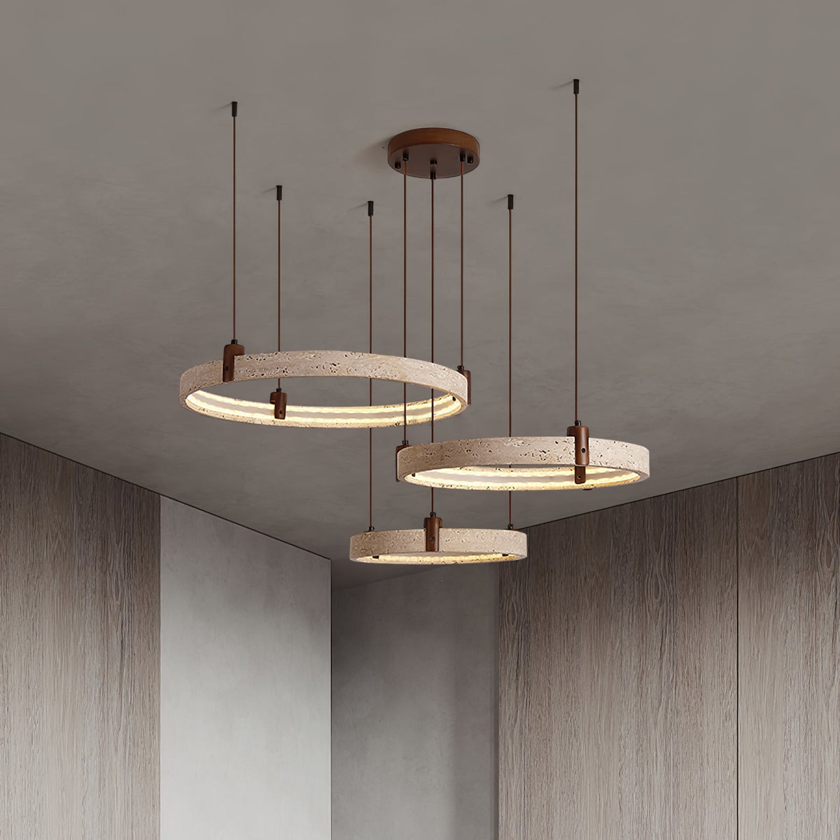 Celestial Orbit Travertine Ring żyrandol