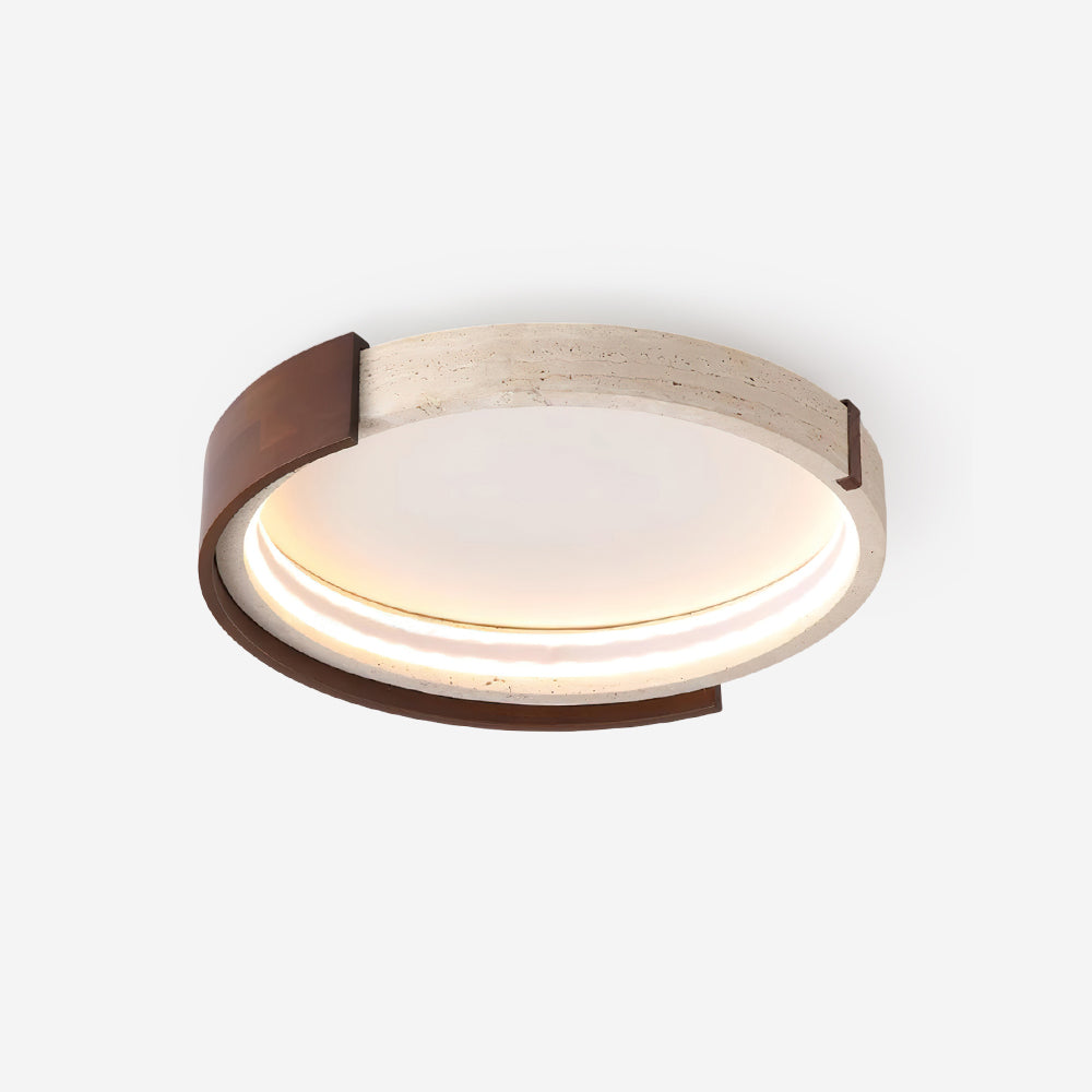 Noreleria lampa sufitowa Halo rzeźbiona z travertynu i drewna