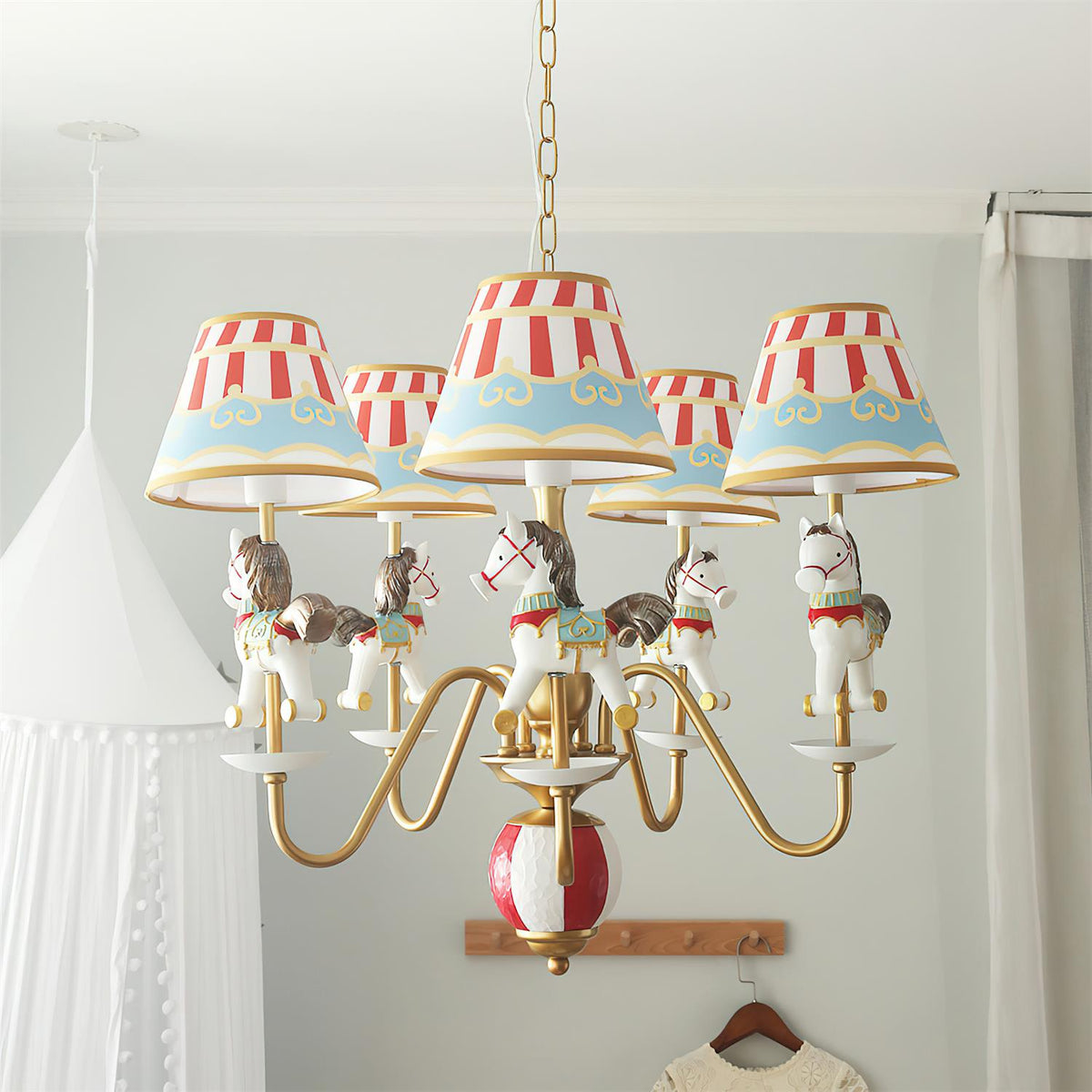 Solvian żyrandol Carousel Kids w stylu cyrkowym z konikami | Model A