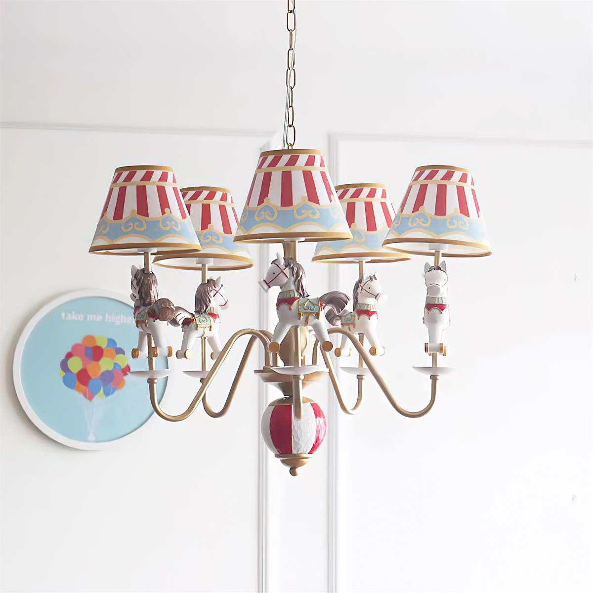 Solvian żyrandol Carousel Kids w stylu cyrkowym z konikami | Model A