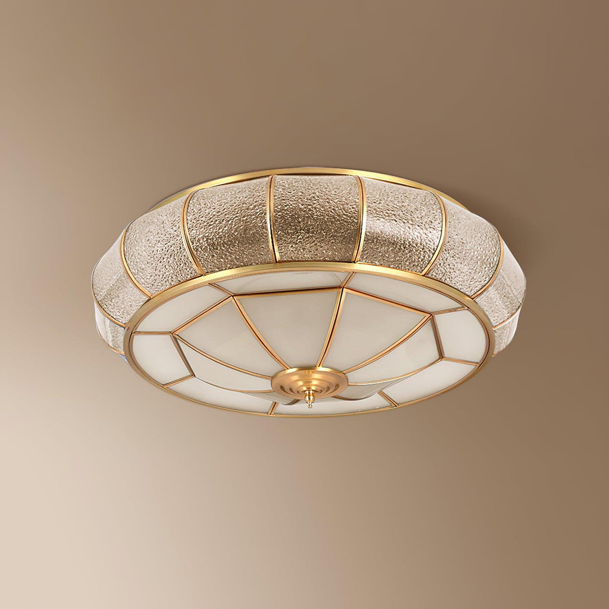 Deu nowoczesna lampa sufitowa w stylu postmodern luxury, cylindryczna, ze szkła i miedzi