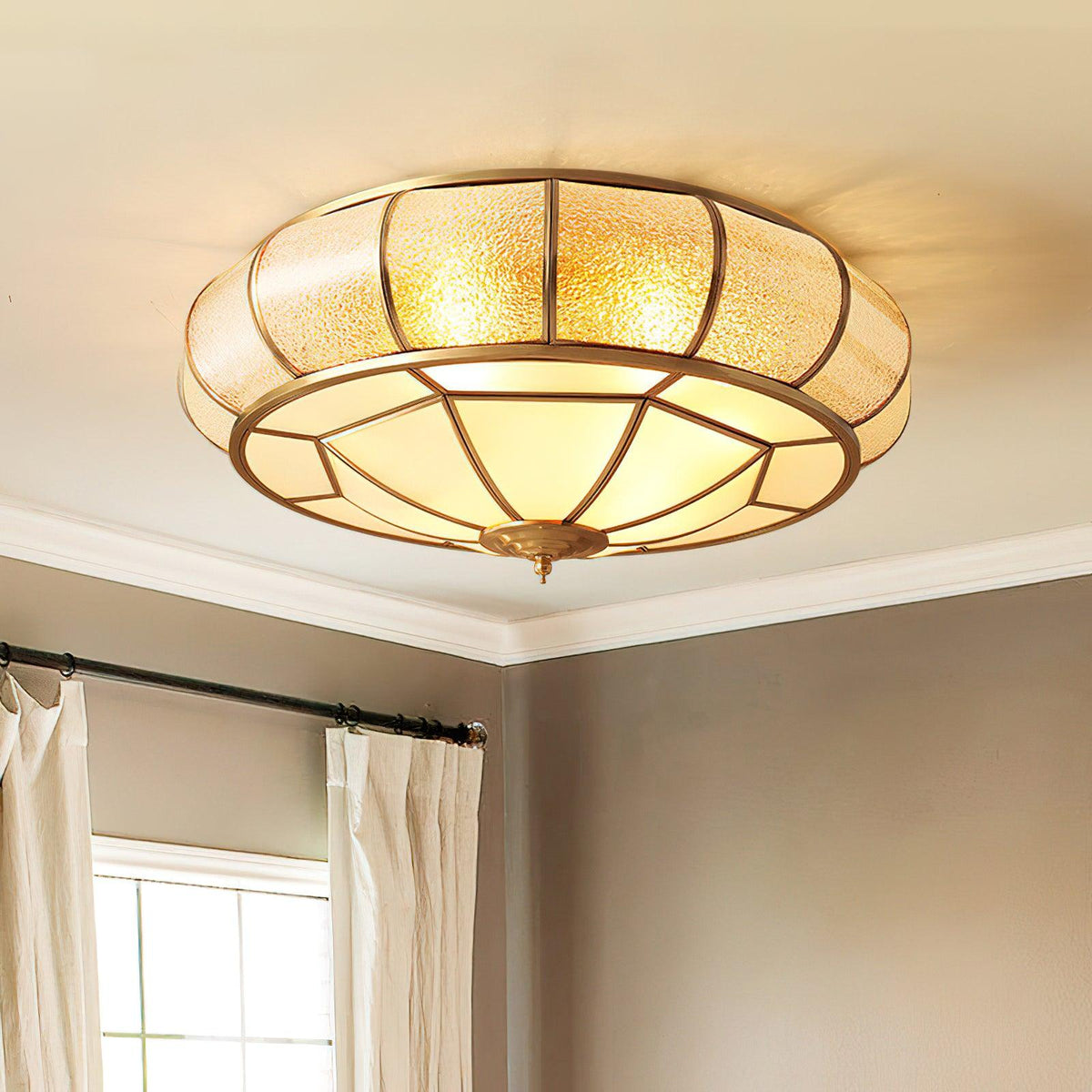 Deu nowoczesna lampa sufitowa w stylu postmodern luxury, cylindryczna, ze szkła i miedzi