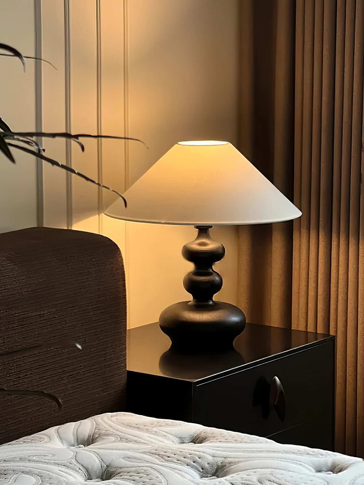 Vominex drewniana lampa stołowa z płótnem w stylu vintage
