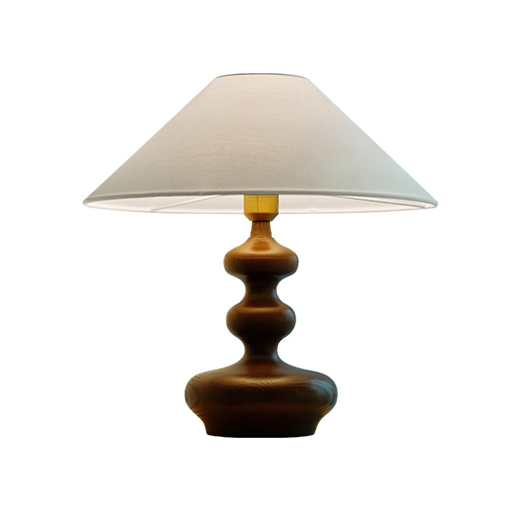 Vominex drewniana lampa stołowa z płótnem w stylu vintage