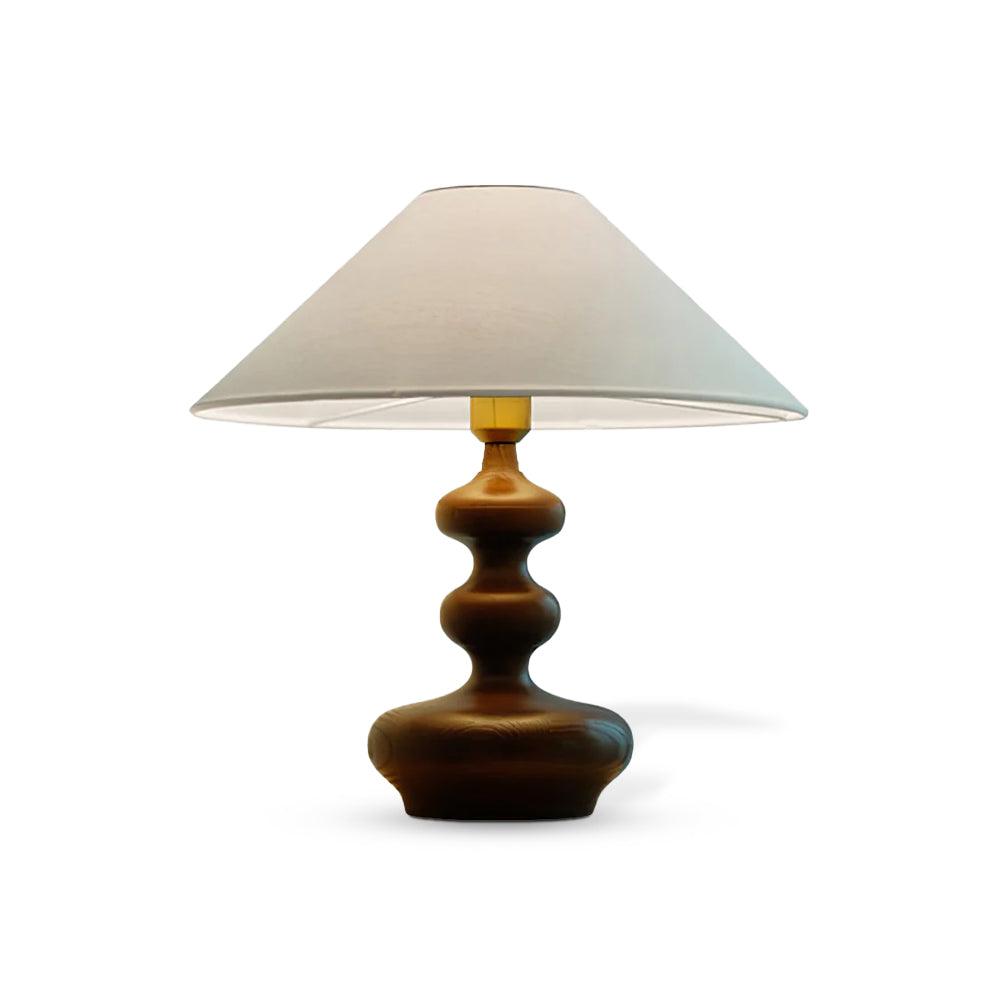 Vominex drewniana lampa stołowa z płótnem w stylu vintage