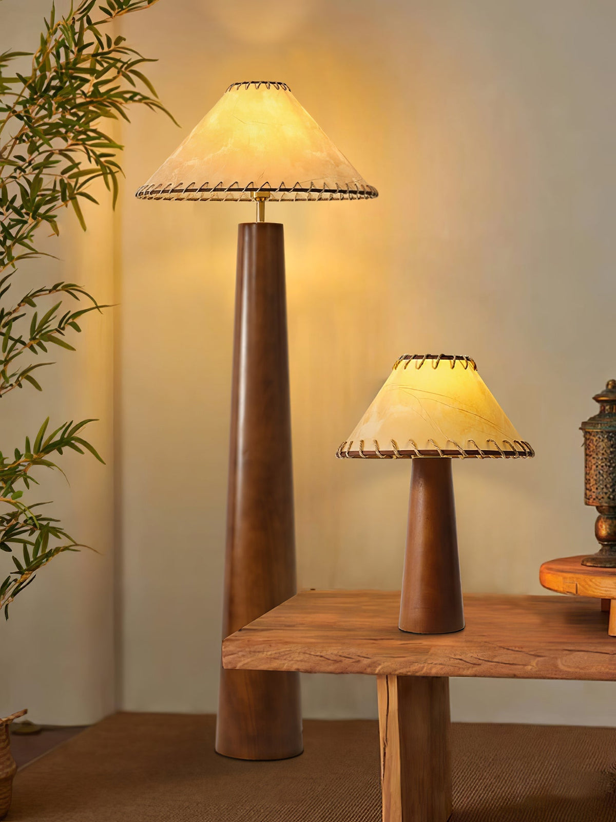 Syleelia drewniana kolumnowa lampa podłogowa