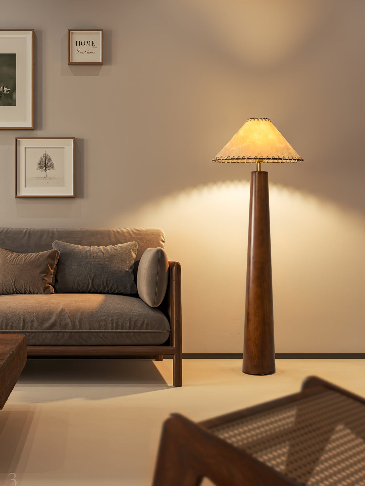 Syleelia drewniana kolumnowa lampa podłogowa