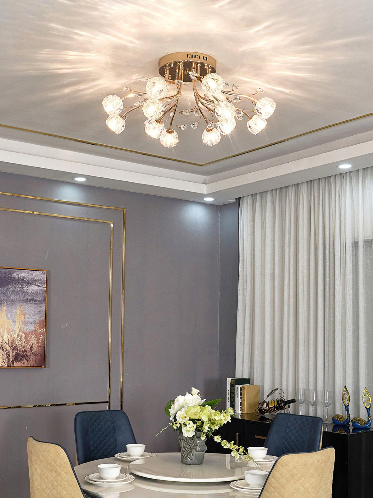 Elyinira nowoczesny luksusowy żyrandol z kryształem w kształcie kwiatu