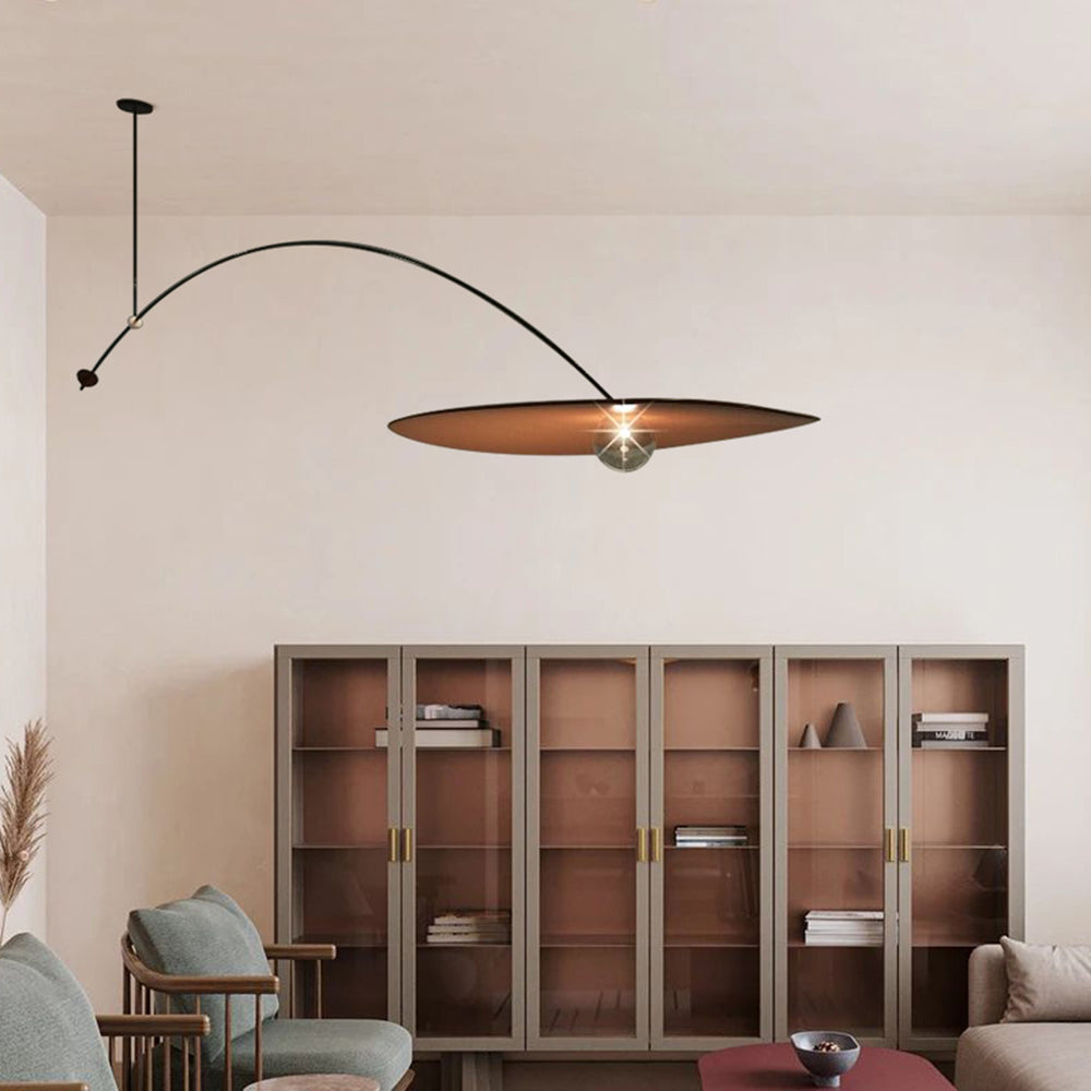 Arisha minimalistyczna lampa wisząca w kształcie liścia lotosu z metalu, czarna/złota