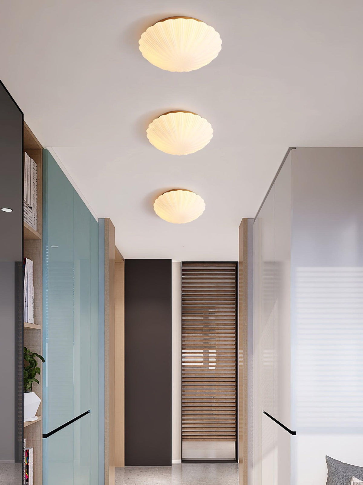 Elo lampa sufitowa w kształcie żeberkowanej muszli, elegancka