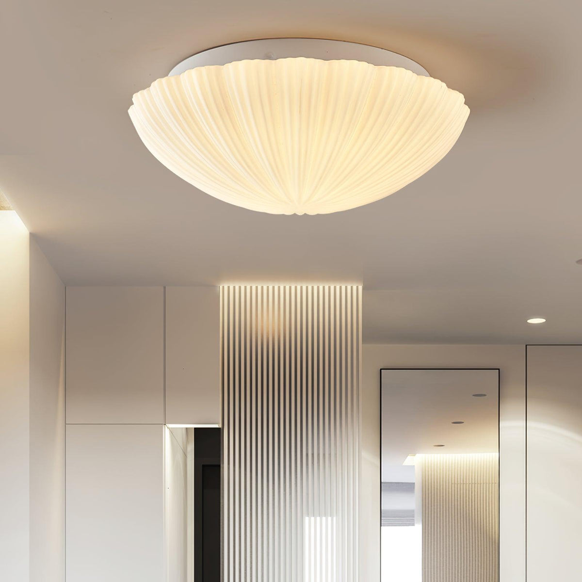 Elo lampa sufitowa w kształcie żeberkowanej muszli, elegancka