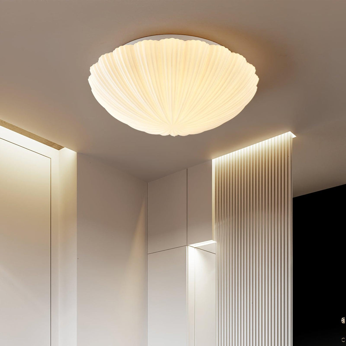 Elo lampa sufitowa w kształcie żeberkowanej muszli, elegancka