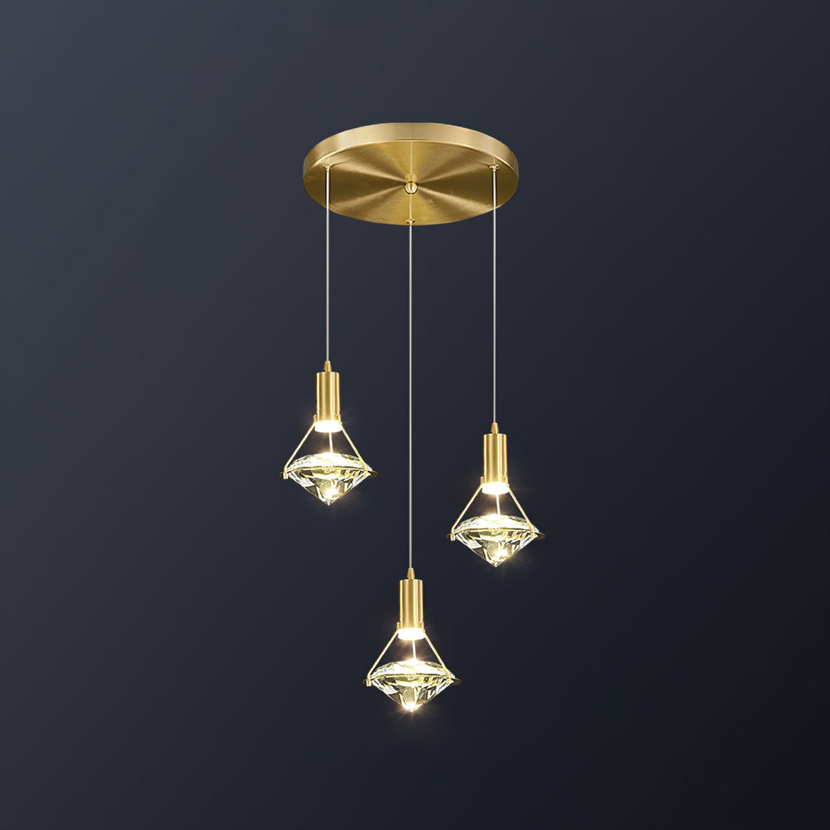 Cira lampa wisząca z miedzi i kryształu elegancka